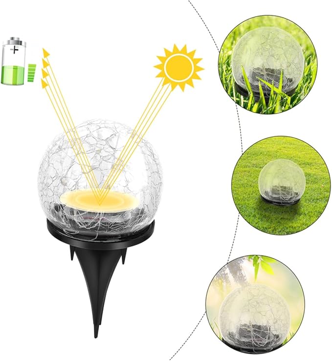 Kisangel Solar Cracked Globe Ground Light Warm Yellow Outdoor Garden Buried Lamp for Pathway Patio Lawn Decor Solar | Lumora