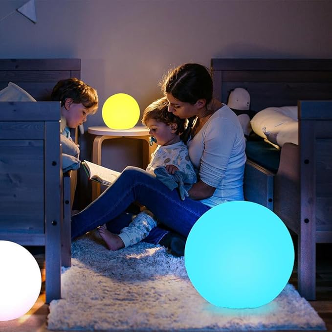 16-inch LED Globe Orb Light, Rechargeable Glowing Ball Light w/Remote, Dimmable RGB Color - Outdoor Wall Light | Lumora