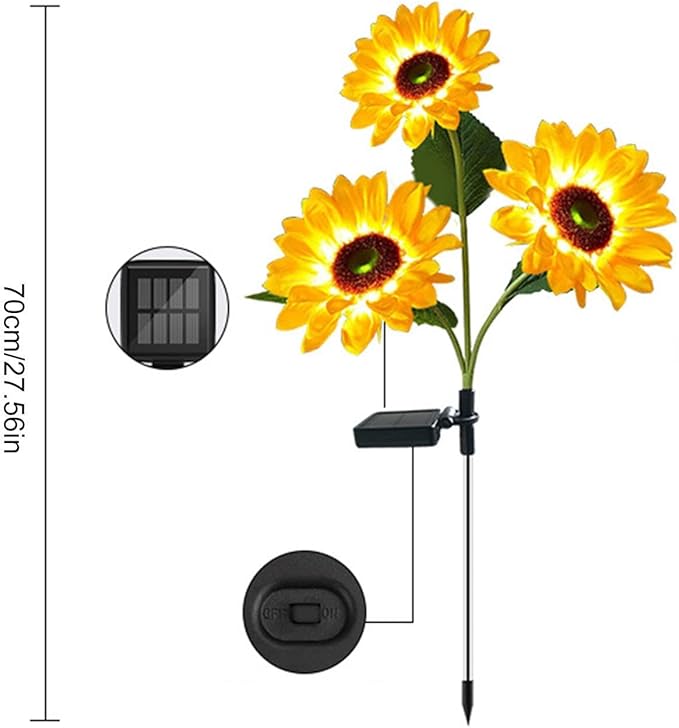 Solar Sunflower,Waterproof Pathway Lighting - Outdoor Sunflower Lights,for Backyard Patio Driveway Walkway Lawn Flowerbed Garden Trees Yard Porch