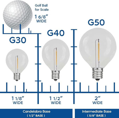 G30 Patio String Lights with 25 Globe Bulbs - Garden Hanging String Lights - Vintage Backyard Patio Lights - Outdoor String Lights - Market Cafe Bistro String Lights – White Wire -25 Feet