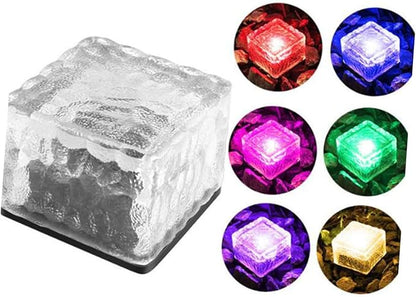 2pcs Solar Decorative Landscape Lights Colors Gradient Led Solar Bricks for Garden Pathway and Patio Easy to Install Outdoor Lighting