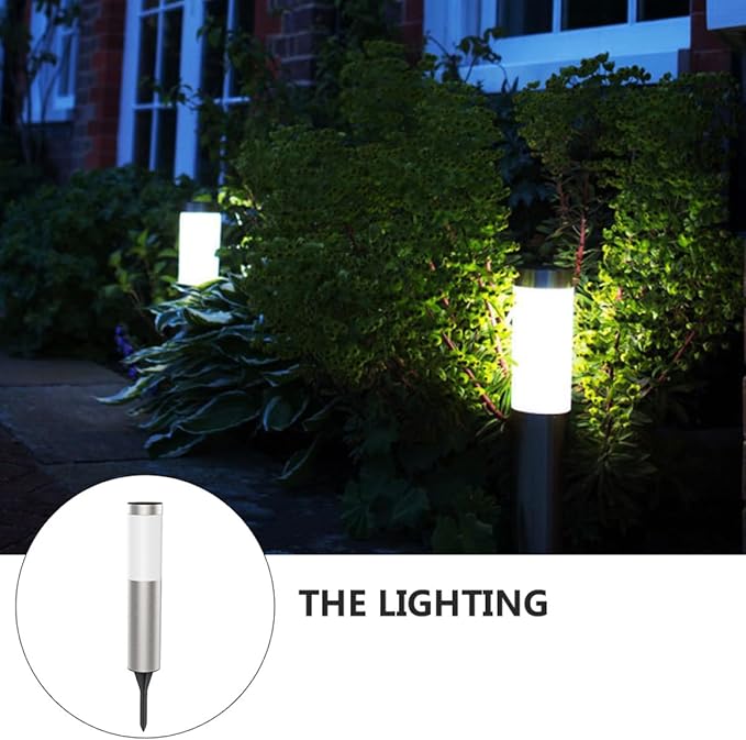 VALICLUD Solar Lawn Light Outdoor Waterproof LED Garden Path Light with Silver Cylinder Design for Patio and Yard Lighting