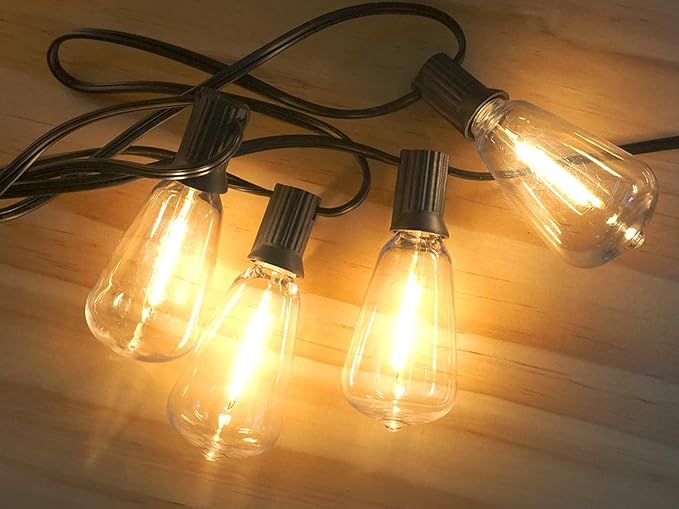100ft Outdoor String Lights 30 ft with 27 LED Edison Bulbs, Dimmable Waterproof Shatterproof 2200K Warm | Lumora