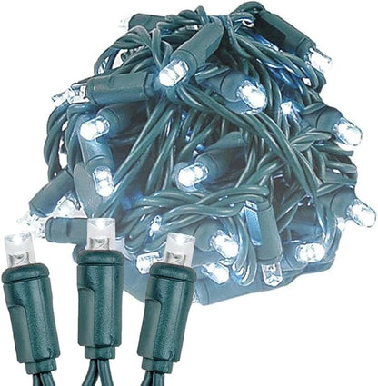 Novelty Lights 50ft 100 LED Pure White Christmas Lights Outdoor/Indoor, 6" Spacing, Green Wire String Lights for Festive Xmas Lighting, IP55, UL Listed, Dimmable, Connectable