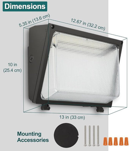 kadision 150W LED Wall Pack 120W 100W Adjustable, 19500lm 5000K 120-277V Dusk-to-Dawn Outdoor Lighting Exterior Light for House Parking Lot Warehouse Entrance, ETL Listed 1-Pack
