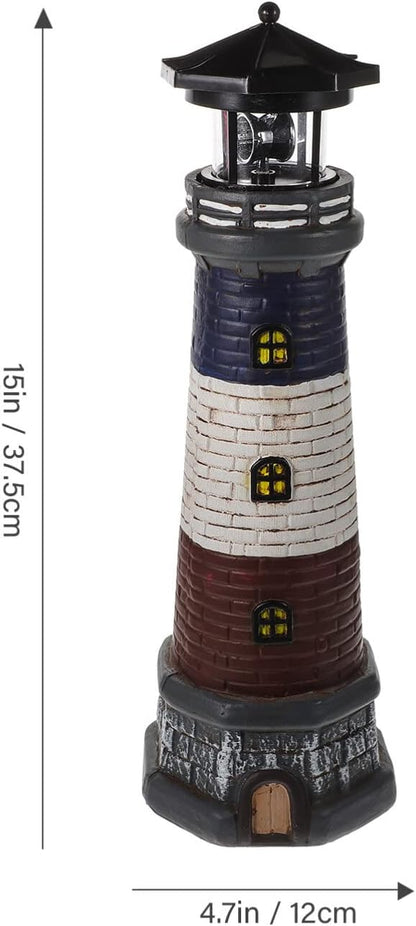 GANAZONO Solar Lighthouse Garden Lights Outdoor Waterproof Resin Lighthouse Statue Lamp for Patio Yard Lawn Landscape Decoration