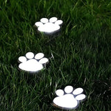 3 Solar Outdoor Lawn Lights - Cute Paw Print Lights, White/Warm Color, IP55 Waterproof, No Assembly Required, Ready | Lumora