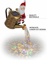 Christmas Solar Santa Watering Can Lights - Outdoor Garden Decor, Waterproof LED Pathway Patio Lights for Holiday | Lumora