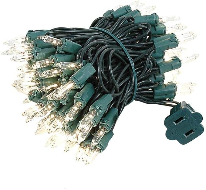 Novelty Lights 22 Feet 100 Bulbs Traditional Incandescent Mini Lights, Clear on Green Wire with 2.5" Spacing | Lumora