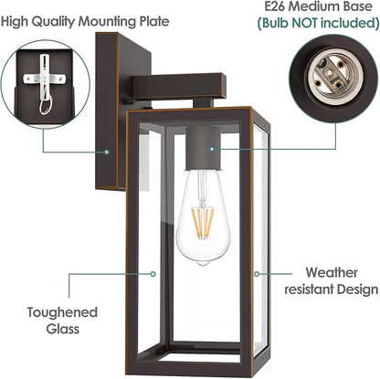 MAXvolador Outdoor Wall Lantern, Large Exterior Waterproof Wall Sconce Light Fixture, Oil Rubbed Bronze Anti-Rust Mount Lights, E26 Porch Patio Lighting