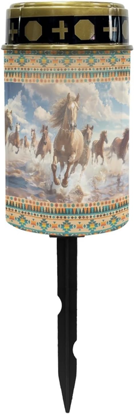Western Aztec Horse Solar Garden Lights Outdoor Pathway Light for Yard Patio Driveway,Cemetery Decoration for Grave | Lumora
