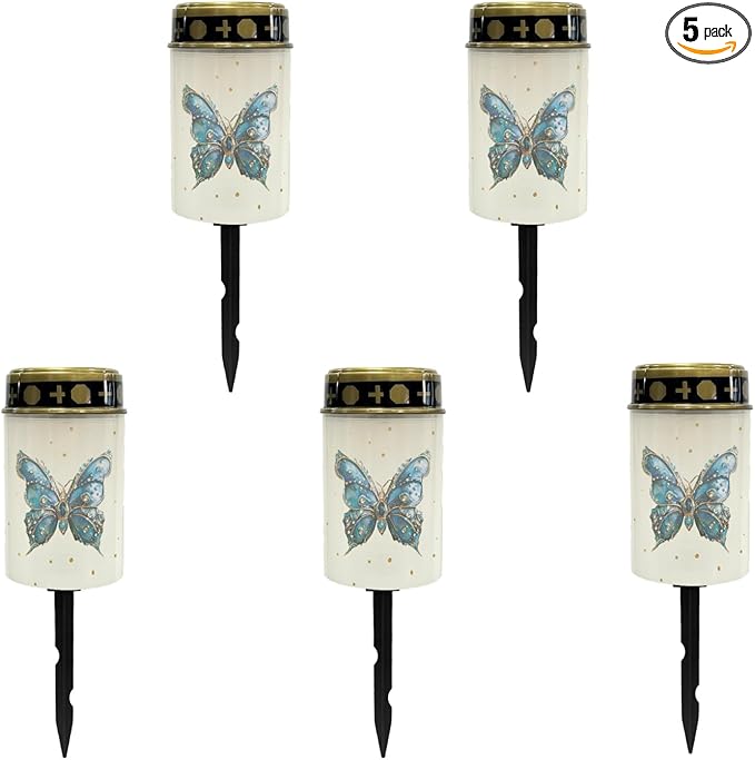 Blue Butterfly Solar Outdoor Lights Solar Stake Lights Waterproof Landscape Lighting,Solar Garden Lights Decoration for Yard Patio Pathway Driveway Fairy Lights