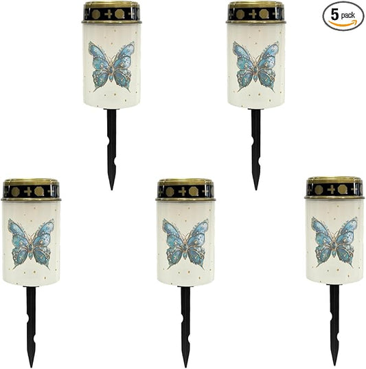 Blue Butterfly Solar Outdoor Lights Solar Stake Lights Waterproof Landscape Lighting,Solar Garden Lights Decoration for Yard Patio Pathway Driveway Fairy Lights