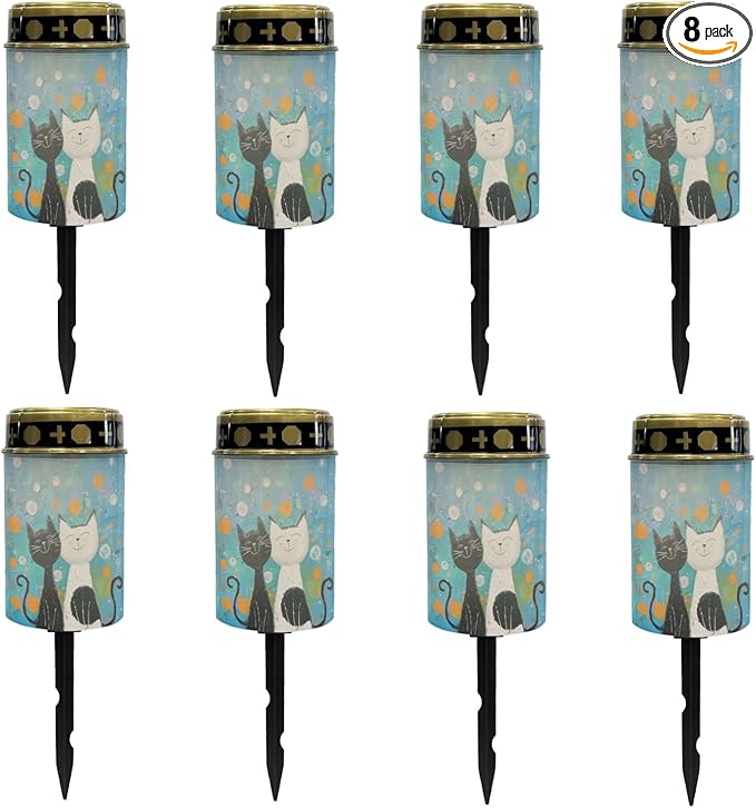 Cartoon Cat Solar Lights Outdoor Solar Garden Stake Lights Outdoor Powered Landscape Lighting Warm White LED Solar Lantern Solar Fairy Lights for Outside,Wall Light Auto On/Off