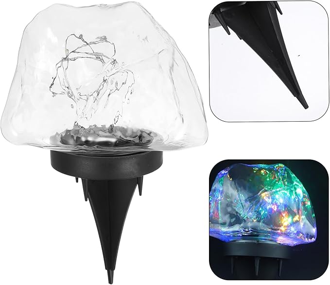 POPETPOP Decorative Solar Pathway Lights Outdoor Led Pebble Shape Lights for Lawn Driveway and Garden Easy Installation