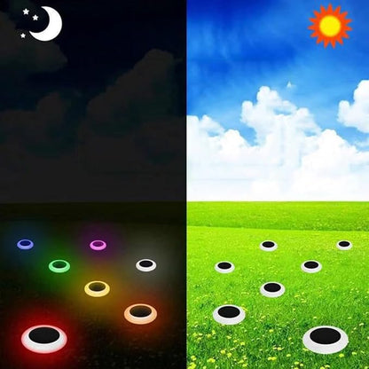 2pcs RGB Colorful Solar Garden Lights 8 Modes, Solar Ground Plug Pathway Lights for Outdoor Yard, Lawn, Driveway Landscape Lighting