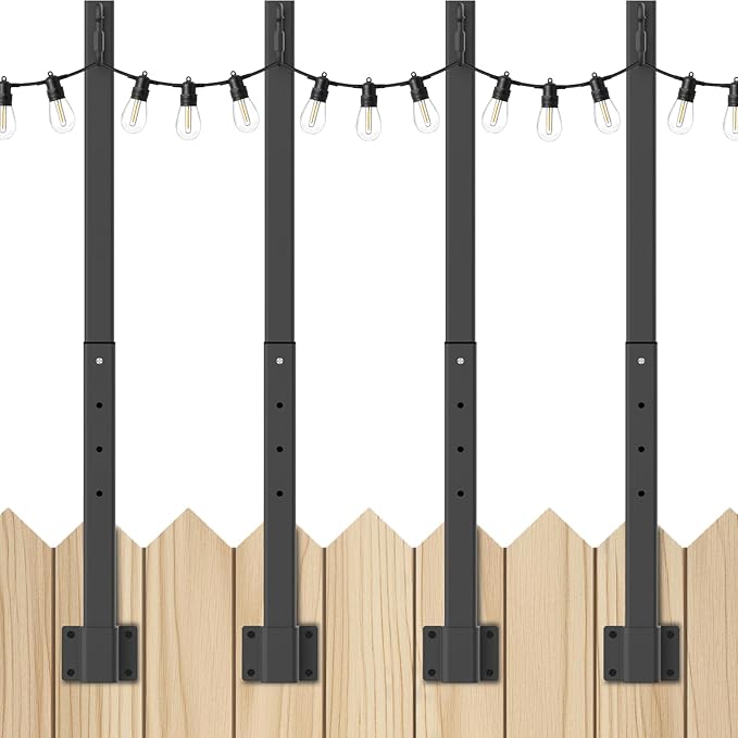 4 Pack String Light Poles,2.8 Ft Light Poles for Outside String Lights,Outdoor Lights Pole with Fork,Metal Poles | Lumora