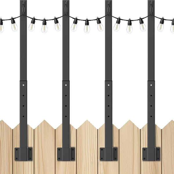 4 Pack String Light Poles,2.8 Ft Light Poles for Outside String Lights,Outdoor Lights Pole with Fork,Metal Poles | Lumora