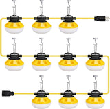 [3-Prong] 100ft LED Construction String Lights, 100W 14000lm LED String Work Lights - Outdoor Security Flood Light | Lumora