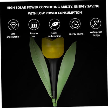 DOITOOL 2pcs Solar Led Garden Lights Design Outdoor Solar Pathway Lights for Driveway Energy Saving Auto Sensor Yellow and Colors