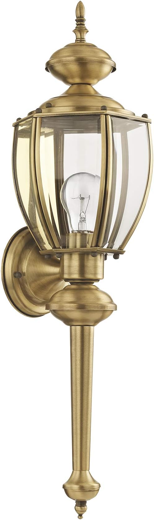 Livex Lighting 2112-01 Basics 1 Light AB Outdoor Wall Lantern, Antique Brass, 7"W x 25.25"H