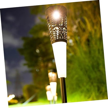 TOYANDONA 6pcs Solar Garden Stake Lights, Warm Colorful LED Pathway Lighting for Outdoor Lawn, Yard, and Patio, Hollow Cone Design Solar-Powered Landscape Fixtures for Courtyard Decoration