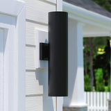VAXCEL 2-Pack Chiasso 20 in. H 2-Light Textured Black Outdoor Wall Sconce Made of Rust-Resistant Aluminum Metal | Lumora