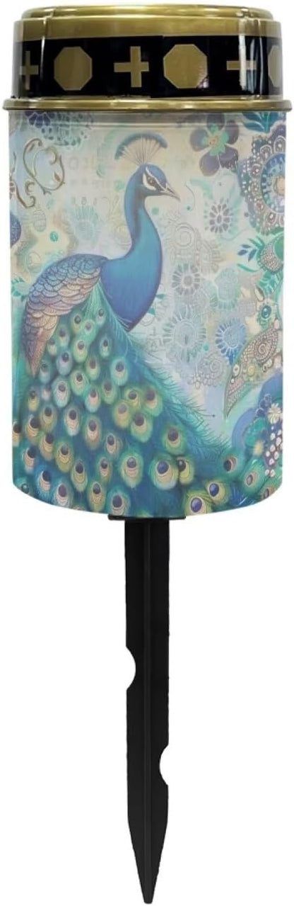 ZOUTAIRONG Solar Light for Cemetery Grave 4 Pack Solar Garden Lights Solar Lights Outdoor Pathway Solar Pathway Lights Outdoor Cemetery Solar Lights for Grave Solar Lights Peacock