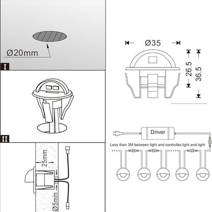 LED Stair Light Low Voltage Waterproof IP65 Outdoor 1-2/5" Recessed Wood LED Deck Lighting Yard Garden Patio Step Landscape Pathway Decor Lamp(1pcs,RGB)