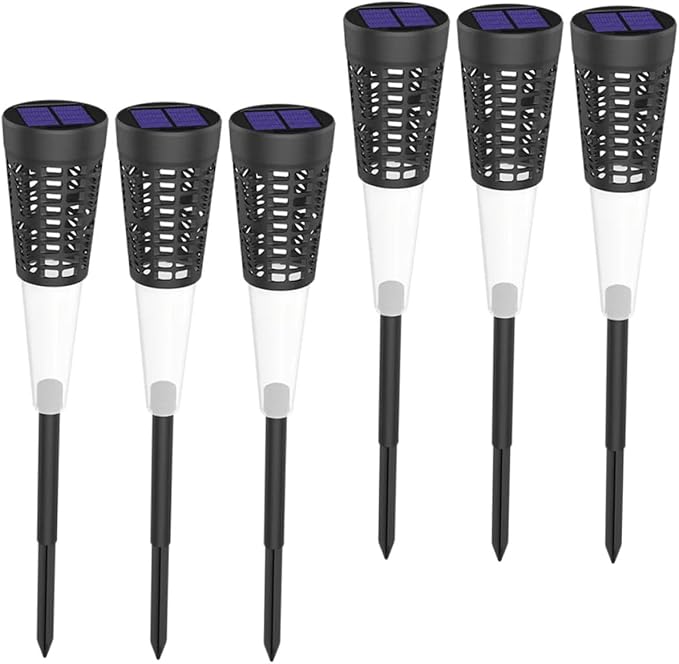 TOYANDONA 6pcs Solar Garden Stake Lights, Warm Colorful LED Pathway Lighting for Outdoor Lawn, Yard, and Patio, Hollow Cone Design Solar-Powered Landscape Fixtures for Courtyard Decoration