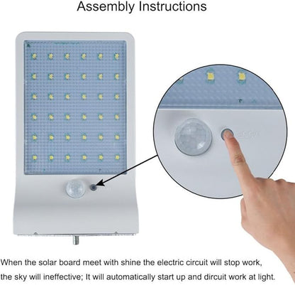 Solar Powered Lights Outdoor, Patio Deck Lights 36 LEDs, Super Bright Outside Waterproof Motion Sensor Lights, Solar Powered Lighting for Yard, Backyard, Pathway & Driveway (White, Wall Sconces Type)