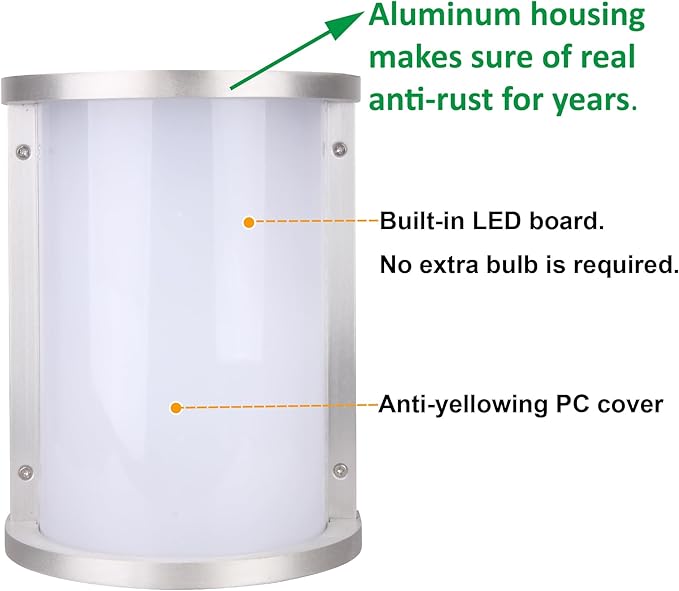 LIT-PaTH LED Bulkhead Light, Exterior Wall Light Fixture, 12.5W, 950 Lumen, 3000K Warm White, Aluminum, Outside | Lumora