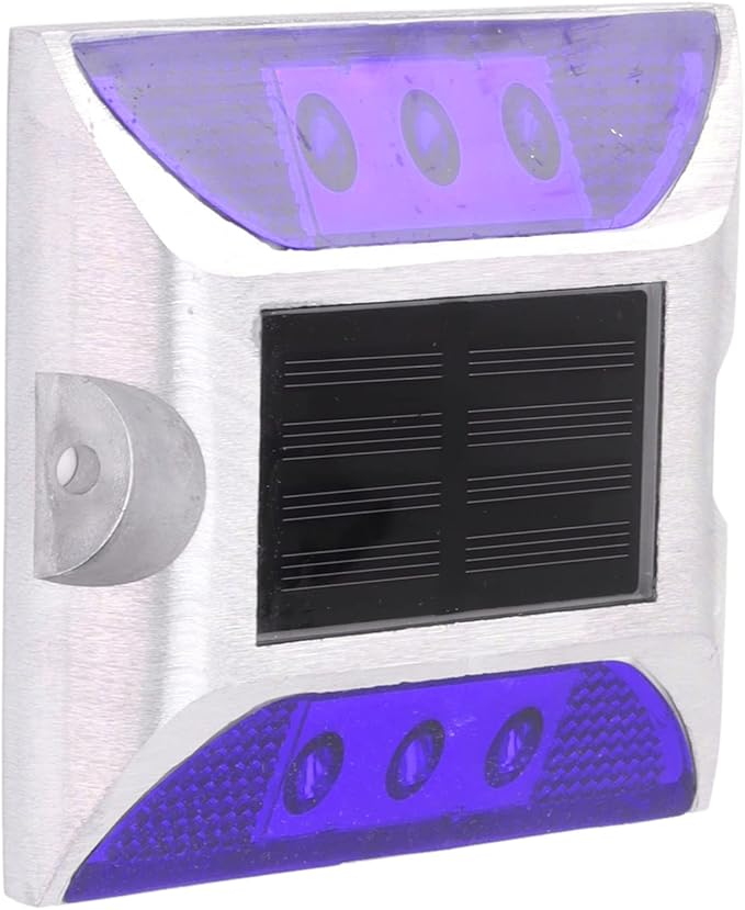 Alomejor Solar Driveway Lights, Cast Aluminum IP68 Outdoor Light with 72 Hour Runtime, 10 Ton Pressure Marker for Pathway and Garden (Blue)