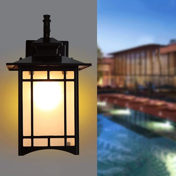 Outdoor Lamp Post Light Fashion Vintage Exterior Rainproof Wall Sconce Lantern Square Black Single-Light Outdoor Wall Lighting Rustproof Aluminum Wall Mount Lamp Edison E27 Retro Bulb Patio Fence Comm