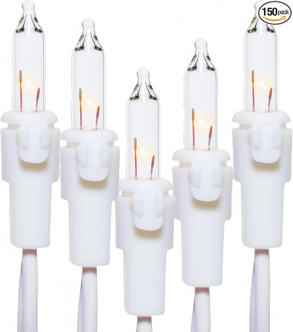 150 Warm Clear Christmas Lights, UL List and Commercial Grade White Wire String Lights 50 FT, for Indoor Outdoor | Lumora