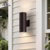 mirrea Modern Outdoor Porch Light Patio Light in 2 Lights with Aluminum Cylinder and Tempered Glass Cover | Lumora