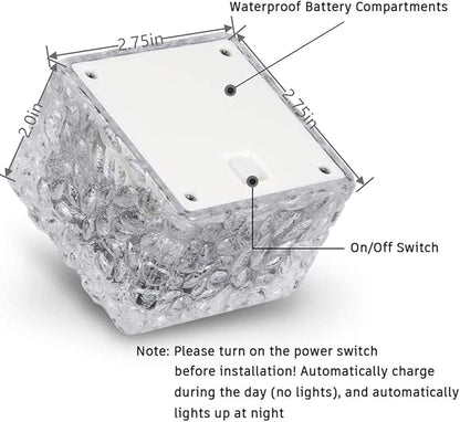 6 Pack Solar Ice Cube Lights IP65-Waterproof Brick Light 4-LED Solar Brick Light Chritmas Outdoor Brick Decor in Garden Patio Yard Lawn Pool(2.75in2.75in（Cold White）