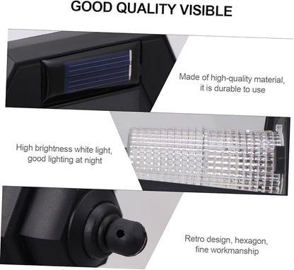 DOITOOL 6pcs Solar Powered Vintage Hexagonal Wall Light Decorative Outdoor Lamp for Garden and Terrace High Brightness Light