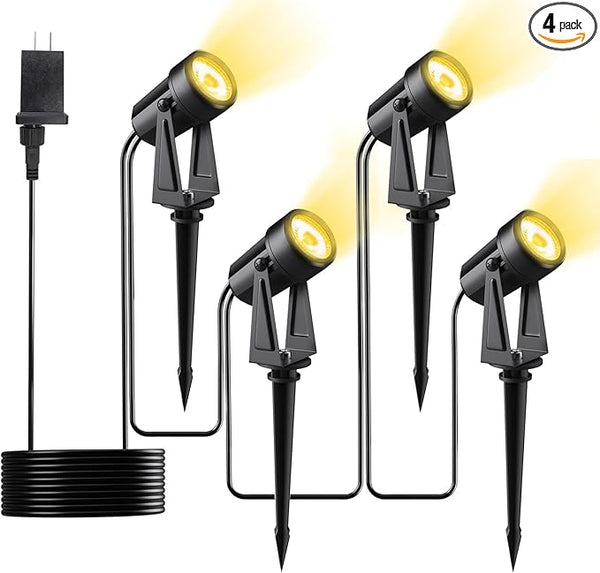 Low Voltage Landscape Lighting,4 Pack Outdoor LED Landscape Spotlights with Transformer 27V Garden Lights Pathway | Lumora