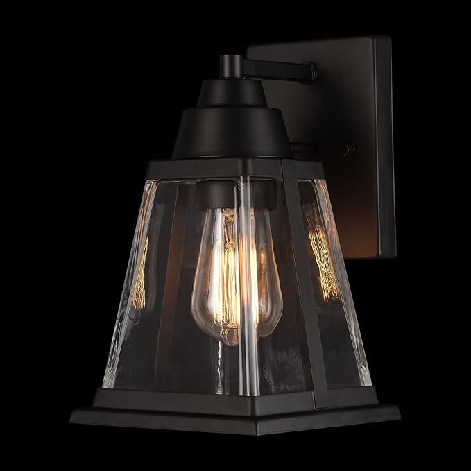 Globe Electric 44697 Merle 1-Light Outdoor Wall Sconce, Bronze, Clear Glass Shade, Brown, Bulb Not Included | Lumora