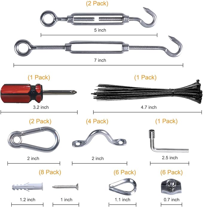 Brightown String Lights Hanging Kit for Outdoor, Includes 100Ft Stainless Steel(304) Suspension Rope Cable in Black | Lumora