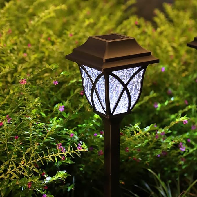 6 Pack Solar Pathway Lights, Outdoor Solar Light Waterproof Automatic on/Off Garden Decoration, Courtyard Terrace Lawn Walkway Deck Waterproof Landscape Light (White)