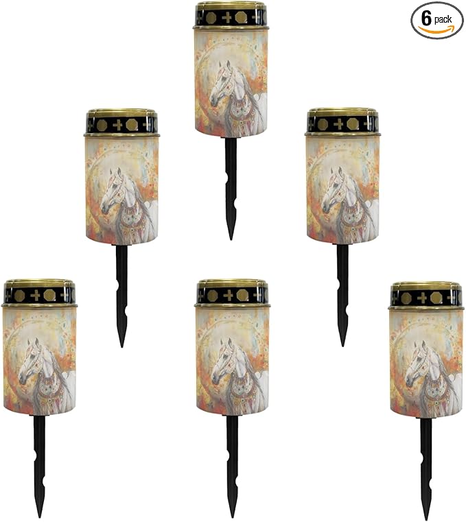 Western Aztec Horse Solar Lights,Solar Lights Outdoor Waterproof,Horse Solar Stake Lights Waterproof Solar Pathway Lights for Garden Yard Patio Backyard Decorative Lamps