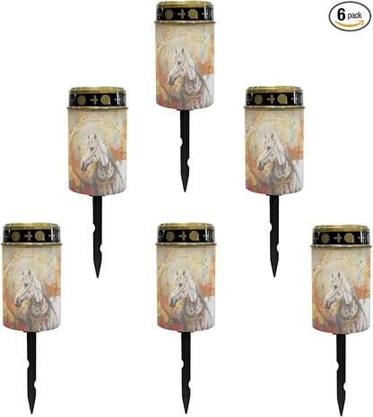 Western Aztec Horse Solar Lights,Solar Lights Outdoor Waterproof,Horse Solar Stake Lights Waterproof Solar Pathway Lights for Garden Yard Patio Backyard Decorative Lamps
