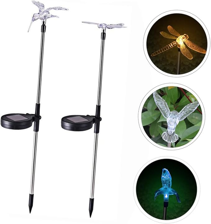 Uonlytech 2pcs Solar Lawn Decor Solar Stick Lamps for Garden Pathway for Unique Landscape Lighting