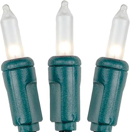 Novelty Lights 50 Feet 100 Bulbs Traditional Incandescent Mini Lights, Frosted on Green Wire with 6" Spacing, Commercial Grade and UL Listed for Indoor/Outdoor Use, End-to-End Connectable