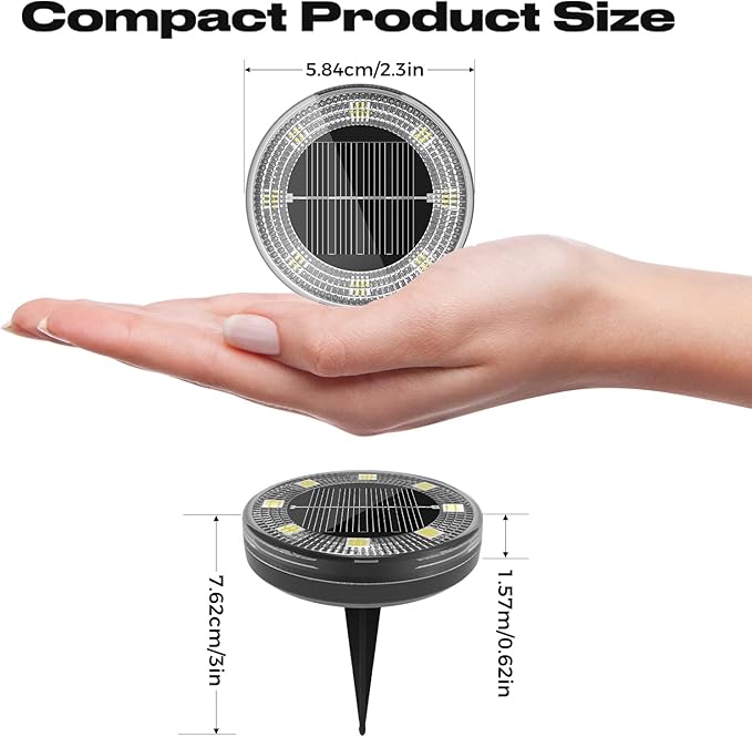 Peasur Mini Solar Ground Lights, 6 Pack Flat Solar Disc Lights Outdoor Waterproof, 2.3 Inch Small Solar Garden | Lumora