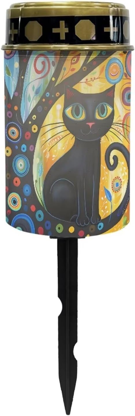 Black Cat Tree Solar Lights Outdoor Decor,Solar Powered Stakes Decorative Memorial Lights Garden Yard Lawn Pathway Grave Cemetery Decoration