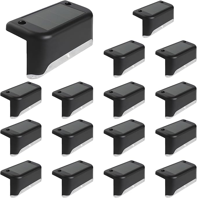 Bosreroy 16 Solar Led Fence Lights, Weatherproof Outdoor Rail and Stair Lights, Pp/Pc Construction, Amorphous | Lumora