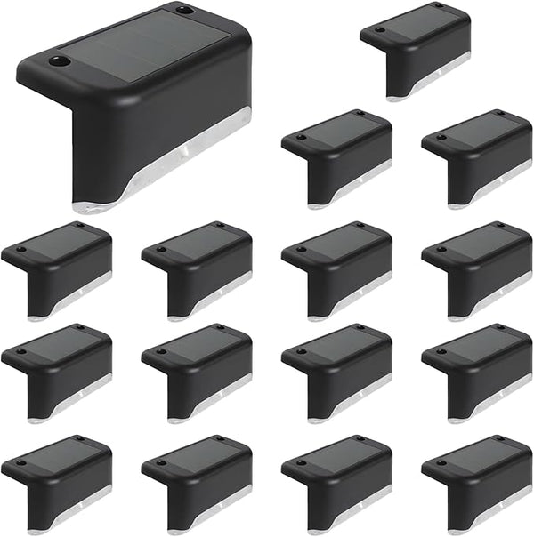 Bosreroy 16 Solar Led Fence Lights, Weatherproof Outdoor Rail and Stair Lights, Pp/Pc Construction, Amorphous | Lumora